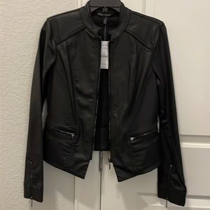 White House Black Market Black Jacket with zipper detail, back length 21” Size 6